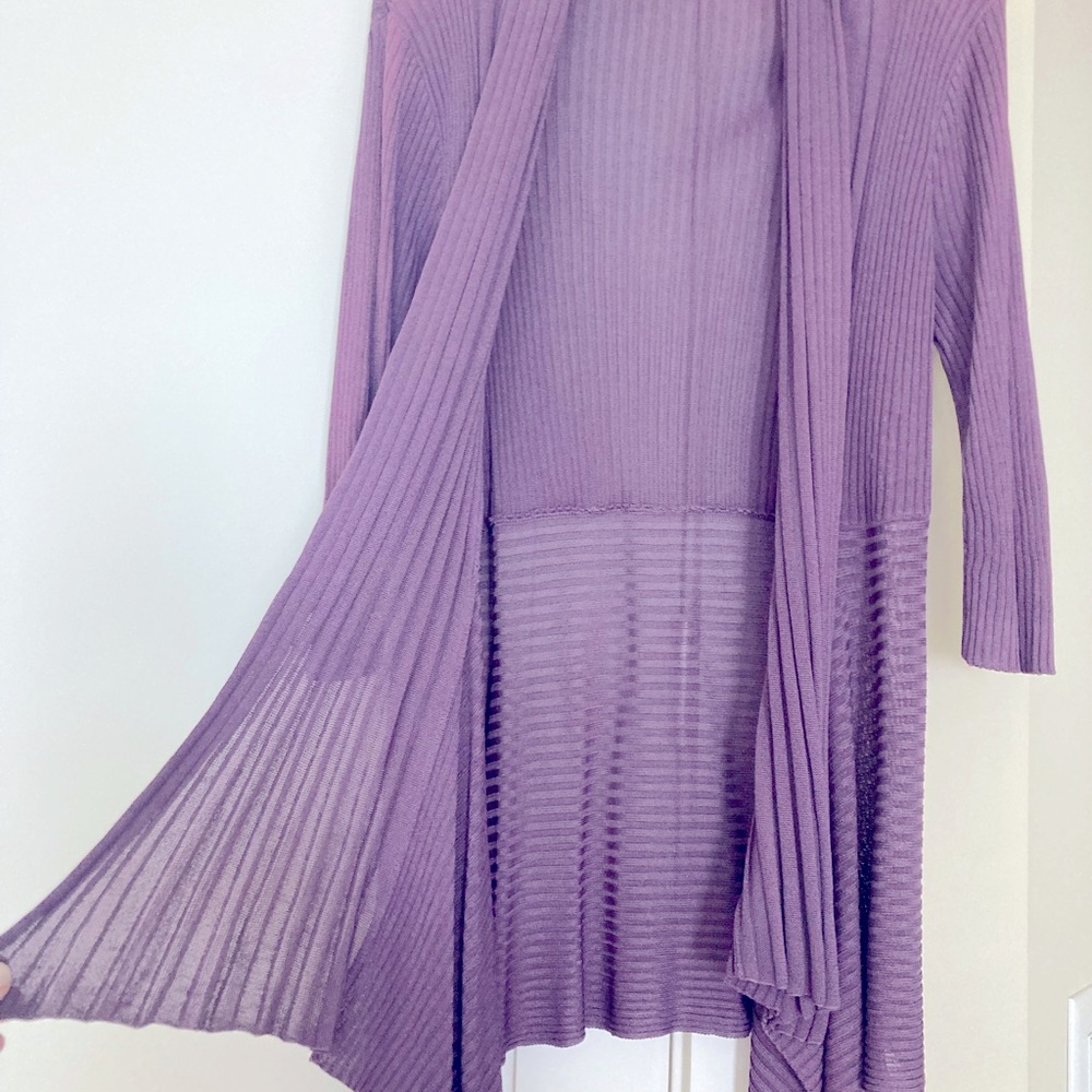 Asymmetrical knit duster 3/4 sleeves